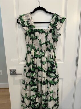Hill House Black and White Floral Smocked Sundress